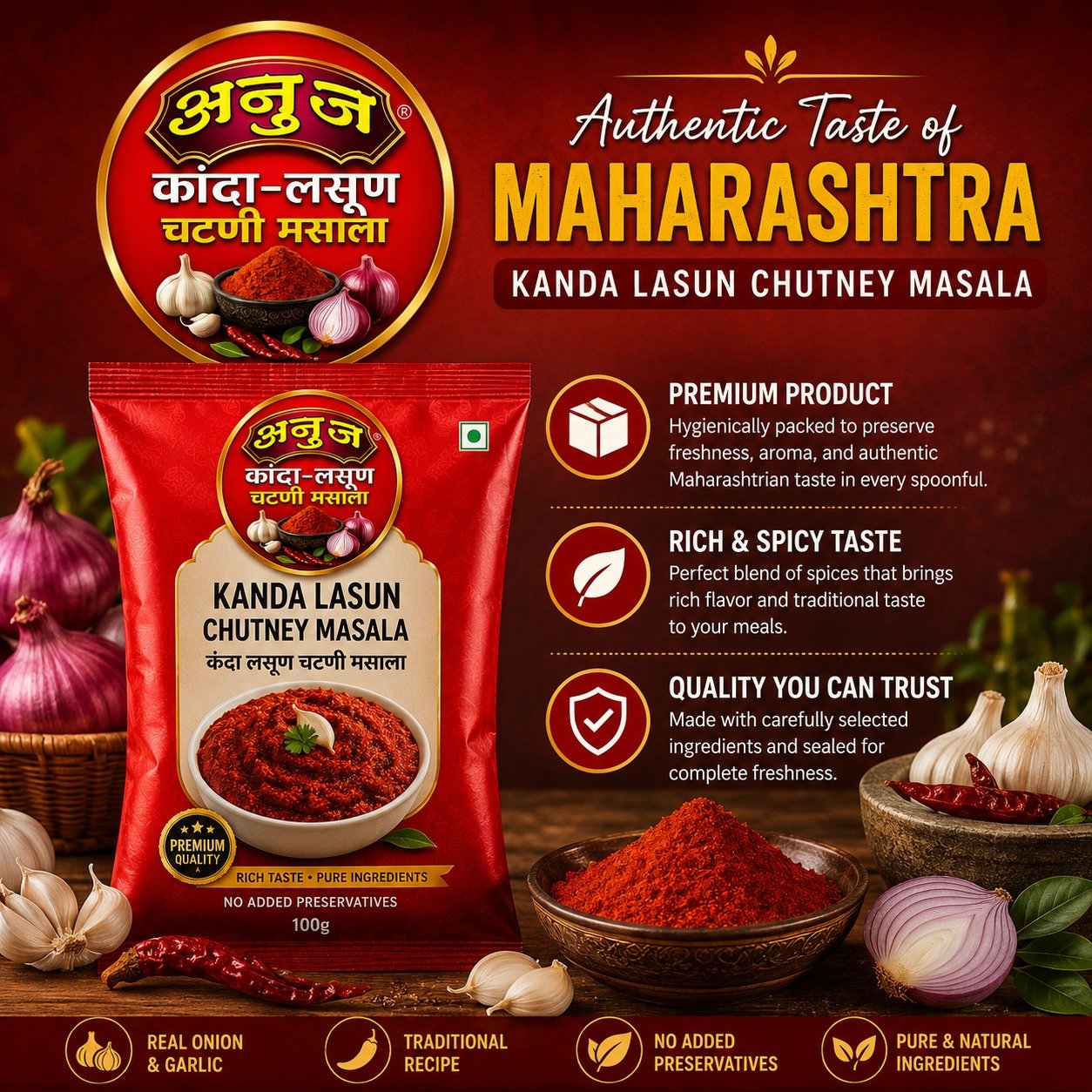 Anuj Kanda Lasun Chutney Masala Pack